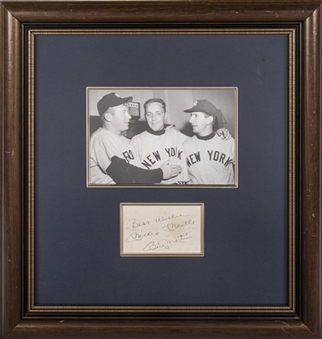 Mickey Mantle & Billy Martin Dual Signed Cut With Photo In 18x19 Framed Display (Beckett)